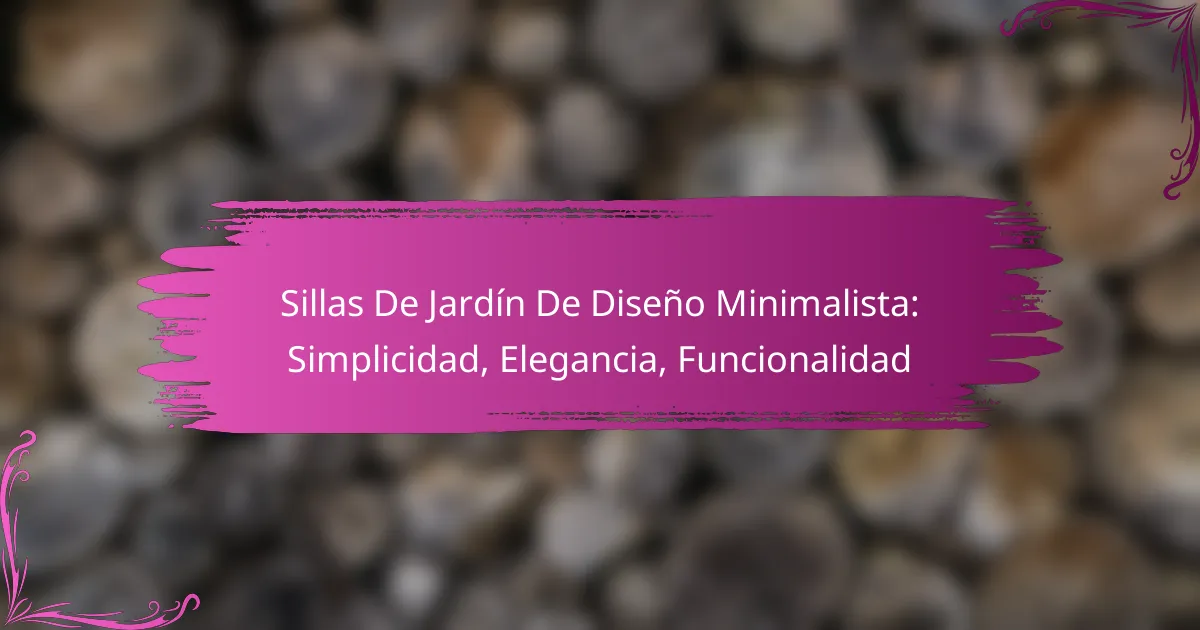 Sillas De Jardín De Diseño Minimalista: Simplicidad, Elegancia, Funcionalidad